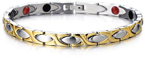 COOLSTEELANDBEYOND Klassische Damen Armband Magnetarmband Edelstahl Elemente mit Magneten and Germanium, Link-Tool zum Entfernen Enthalten