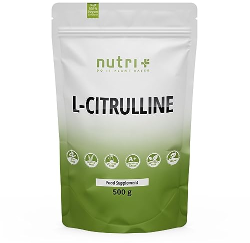Nutri + L-Citrulina Malato Polvo 500 g - alta Dosis vegano + puro - L-Citrulina Malato DL 2:1 Polvo - de Fermentación Vegetal
