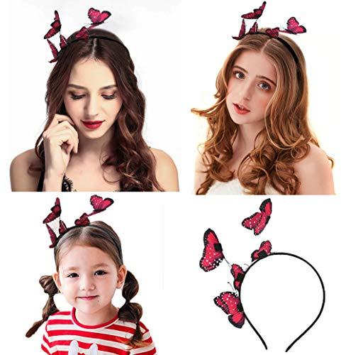 Miya Wunderschöne Schmetterling Haarreif, Kopfbedeckung, Schmetterling Stirnband kreative Haarband für Fasching Kostüm Schmetterling Accessories Kopfschmuck, (Dunkelpink)