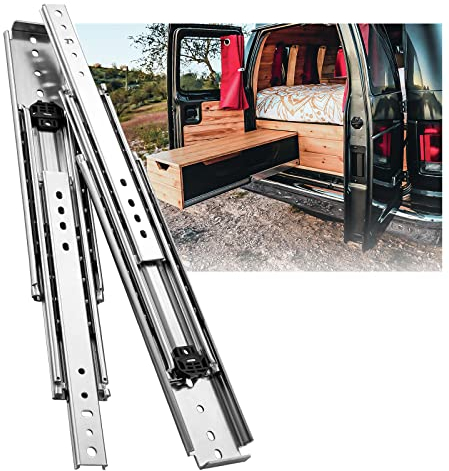 SHUHANG Schubladenschienen 220 kg Tragfähigkeit mit kugelgelagerten Industriell schubladenauszug Vollauszug 500 600 700 800 900 1000 1100 1200 1300 1400 1500 mm, Seitenmontage 1 Paar
