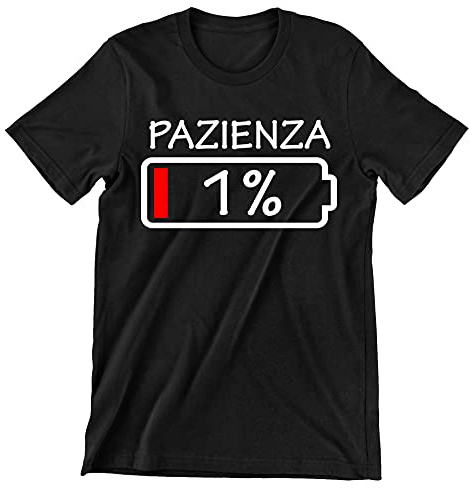 Incidiamo Maglietta Uomo Frasi Divertenti Pazienza 1% t-Shirt Manica Corta Cotone Nera Taglia XXL