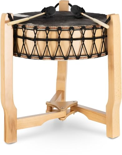 Classic Cantabile Schamanentrommel 20 - Trommel mit Ziegenfell bespannt - Durchmesser: 52 cm - Höhe: 58 cm - mit Dreifußständer - 2 Filzschlägel enthalten - inklusive Tasche mit Schultergurt