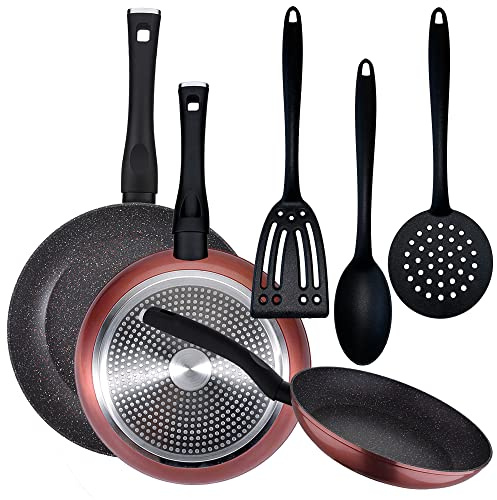 PACK DE 3 SARTENES Ø20/24 y 28 cms + SET 3PC DE UTENSILIOS DE COCINA
