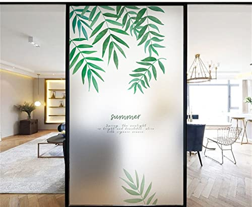 Fensterfolie Selbsthaftend Sichtschutz Glasfolie Wärmeisolierung Sonnenschutzfolie, Anti-UV Statische Fensterfolien für Zuhause und Büro Grüne Pflanzen 45x300 cm