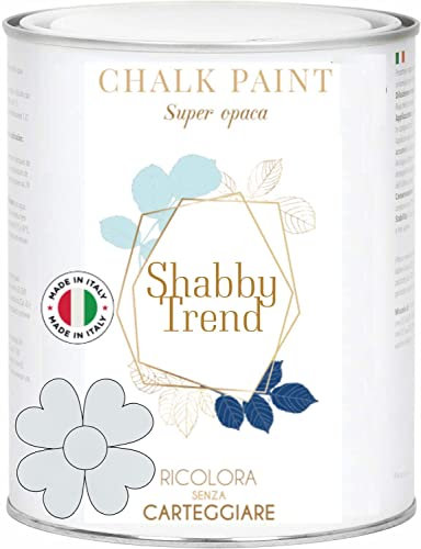 GENERICO SHABBY TREND® CHALK PAINT Pittura Shabby Chic Vintage Mobili Pareti Extra Opaca 120 VARIANTI (375ml, GRIGIO PIETRA)