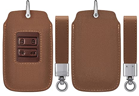 kwmobile Autoschlüssel Kunstleder Hülle kompatibel mit Renault 4-Tasten Smartkey Autoschlüssel (nur Keyless Go) - Schlüsselhülle Schlüssel Case - Cover in Hellbraun Braun