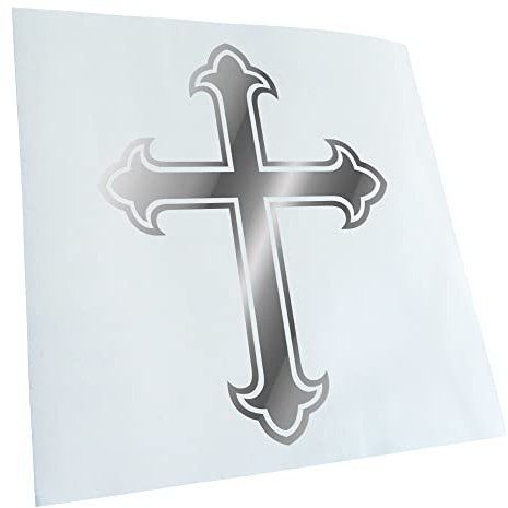 Kiwistar - Autoaufkleber - Chrom - 40x31cm Lilienkreut - Ritterkreuz - Altes Kreuz - Heckscheibe Auto Aufkleber wetterfest für Kfz LKW Mofa Truck - Sticker außen selbstklebend Tuning Zubehör für