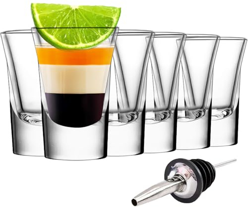 SuproBarware Shot Glass Set 1.2 Ounce Tequila Shot Glasses Set of 6 with Heavy Base,Clear Shot Glass Bulk Small Glass Cup