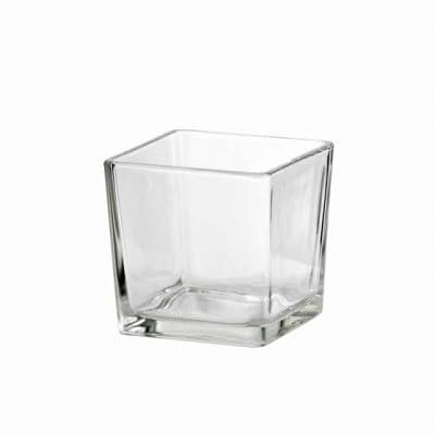 EURO ITALIA Vaso in vetro trasparente cubo 14x14x14 cm