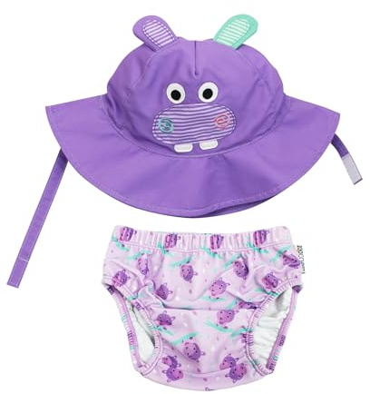 Set Baby Costumino Contenitivo + Cappellino - Ippopotamo - UPF 50+ - L