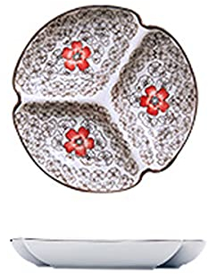 MUNANI Teller-Set – Salatteller, Salatteller, 20,3 cm, geteilte Teller, runde Keramik-Sandwichteller, geteilte Teller, Mittagessensteller, drei Fächer, 2 Stück, 21,6 cm