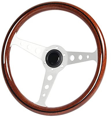 358mm Deep Dish Drifting Lenkrad Universal Kopie Holz Aluminium Auto Racing Sport Lenkrad Zubehör (Color : Silber)