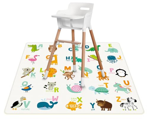 Spritzmatte unter dem Hochstuhl (110cm) – Wasserdichte, Waschbare & Rutschfeste Baby Spritzschutzmatte – Für Kunst, Basteln, Malen & Spielzeit – Auch als Tischdecke oder Picknickmatte geeignet