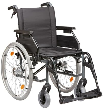 FabaCare Rollstuhl TOMTAR MR-S mit Trommelbremse, Pflegerollstuhl, Faltrollstuhl, Transport-Rollstuhl, Transportrollstuhl, Standardrollstuhl, höhenverstellbar, Klapprollstuhl, Sitzbreite: 51 cm