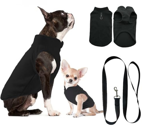 Hundepullover, Hundemantel Fleece Kleine Hunde, Hunde Fleece Pullover Katzenpullover, Hundepullover Hunde Kleidung für Chihuahua Französische Bulldogge(M, Schwarz)