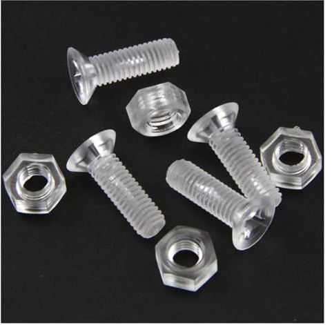 SeroNi M3 M4 M5 25 ensembles acrylique Transparent en plastique Nylon vis fraisée tête plate vis à tête transversale boulon avec écrou hexagonal(M4x20mm with nut)