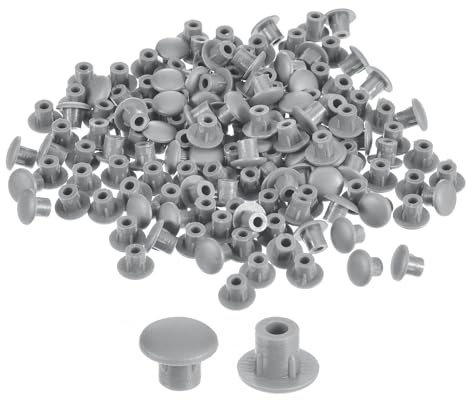 QUARKZMAN 600 Stück Schraubenloch-Abdeckungen, 5 mm (3/16) Durchmesser, Kunststoff-Snap-in-Regal-Knopf, Flache Kappe für Möbel, Schrank, Schrank, hellgrau