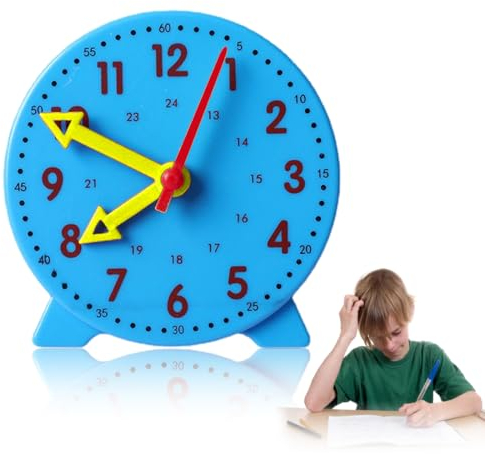NHPY 1 Artikel Lernuhr Kinder,Kinder lernuhr,Uhrzeit Lernen Kinder,Lernspiel Uhr,Zeitunterrichts- und Demonstrationsuhrmodell, Lernressourcen für Kinder in der frühen Bildung（Blau）