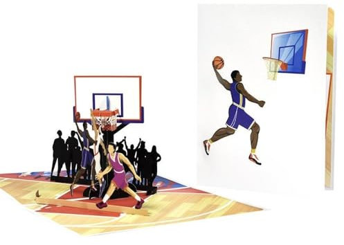 Postkarte Umständen 3D Pop-up Sport - Basketball 2 - 3D Effekt-Geschenkkarten, innovativ und genial, ideal für jeden Anlass, ein unvergessliches Geschenk für Ihre Lieben