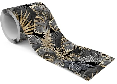 Muralo Bordüre Selbstklebend Abstrakte Blätter, Wandbordüre - 10x300 cm | Tapetenbordüre, Ausdrucksstarkes Design, UV-beständig, halbmatt, glatt und abriebfest - ideal für Wohnzimmer und Schlafzimmer