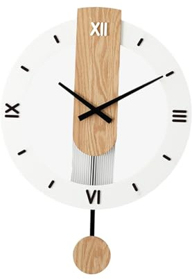 Sharplace Pendeluhr aus Holz, Wanduhr, Dekoration, dekorativ, geräuschlos, 39,4 x 54,4 cm, für Esszimmer, Einweihungsgeschenk, Römische Zahlen
