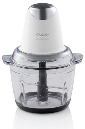 Arzum Glasschop Electric Food Chopper – 300W, 2L Durable Glass Bowl, Double Stainless Steel Blades, Quick Chop for Vegetables, Fruits, Nuts, Meat & More – Compact & Easy Clean – White