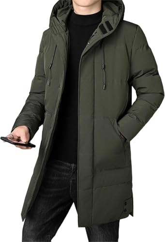 Chaqueta de Invierno Gruesa para Hombre Impermeable a Prueba de Viento Gruesa cálida con Capucha Larga Parka Chaqueta Cortavientos de Longitud Media