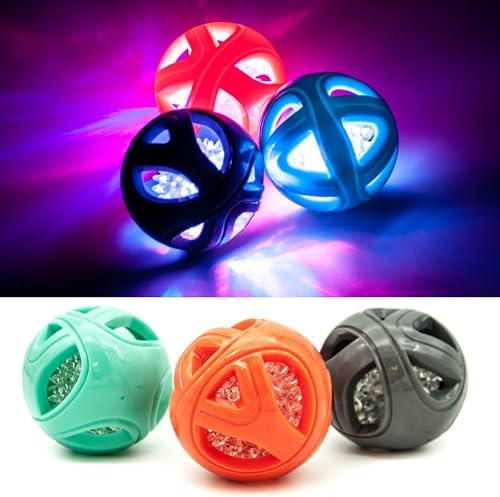 Leuchtender Ball für Hunde, Stimulationsspielzeug für interaktiven Hundeball, blinkender Hundeball für Katzen und Hunde, interaktives Hundespielzeug für Langeweile, 3 Stück