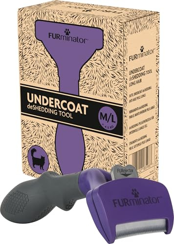 FURminator deShedding Tool Gatto Taglia M/L Pelo Lungo - Spazzola per Gatti di Taglia Medio/Grande per Rimuovere Il sottopelo