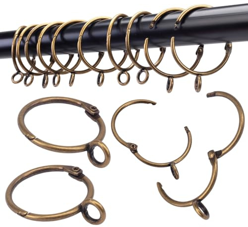 Öffnungsfähige Vorhangringe mit Öse, 24 Stück Vorhangringe, Dekorative Ringe 50 mm Innendurchmesser Bronze TXZWJZ