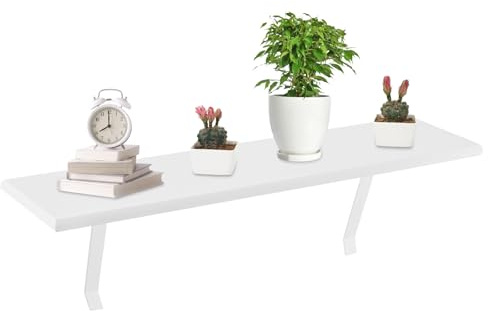 M.J COMFY-LIFE Radiator Shelves, No-Drilling MDF Wooden Floating Shelf with Brackets, White Over-Radiator Shelf for Heat Dissipation & Decoration (90 cm)