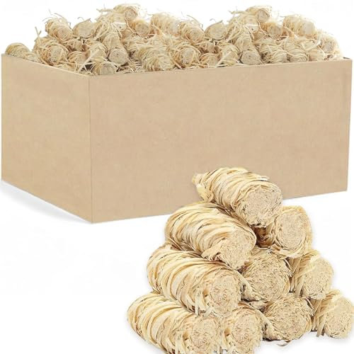 Natural Firelighters Large Box. Natural Wood Wool Wax Fire Lighters for Stoves, Wood Burners, Pizza Ovens, Open Fires, Fire Pit, BBQ Lighters, Fire Starters for Log Burners (150 Pack)