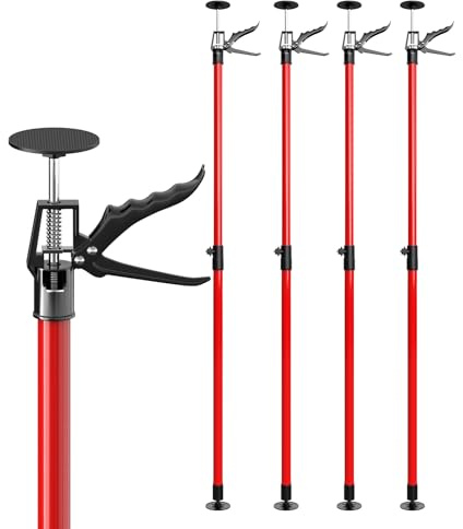 3-H 4X Deckenstütze Teleskopstützen 115-290cm, Montagestütze bis 40kg (Rot) | Höhenverstellbar Einhandstütze, Ladungssicherung Stange,Klemmbalken Sicherungsstange für SUV PKW Pick-up LKW & Anhänger,Stahl