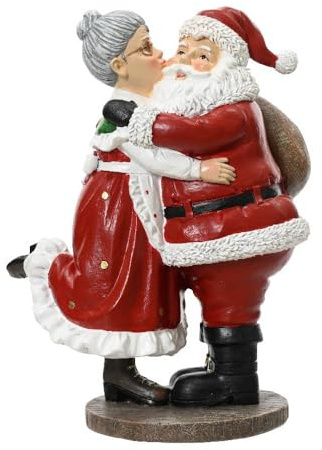 VARZI Figura de Papá Noel con mamá navideña con beso en la mejilla, decoración romántica de interior, 20 cm, 1956