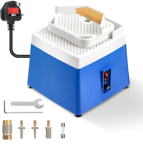 Double Layer Stained Glass Grinder Machine, 65W Portable Glass Grinding Tool Kit with 4 Grinder Bits (5/8,1/4 & 1/8), 4200 RPM Glass Grinding Tool for Stained Glass DIY, Ceramics Crafts, UK Plug