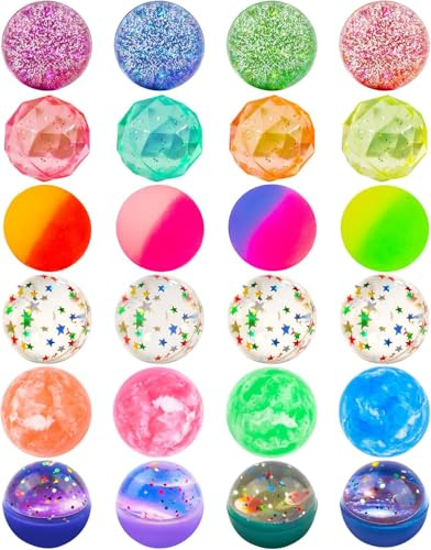 corgi butt 24 Stück Flummies für Kinder, 32mm Hüpfbälle Flummis Frost Springball Bunte Gummibälle Hüpfbälle für Kindergeburtstag Gastgeschenke, Bouncing Balls and Bouncy Balls for Kids