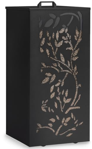 IDMarket - Réservoir à granulés 45 kg noir rangement à pellets 36 x 36 x 76 cm - motif floral