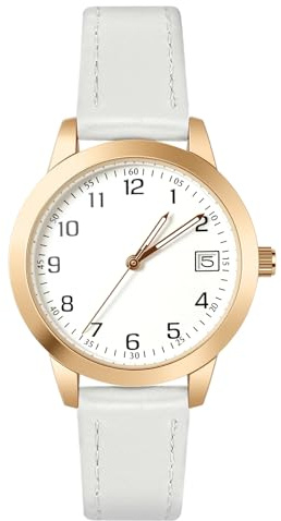 OFFCUP Damenuhr Leder Damen Uhren Armbanduhr Analog Quarzuhr mit Datum, Damen Uhr Lederarmband Einfache Business Klassische, 3 Zeiger Elegante Armbanduhr für Frauen