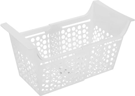 HONITANO Panier de Congélation Coffre et Rangement Facile en Plastique Blanc Extensible Mécanisme Réglable et Trous de Drainage, Organiseur Moderne pour Congélateur