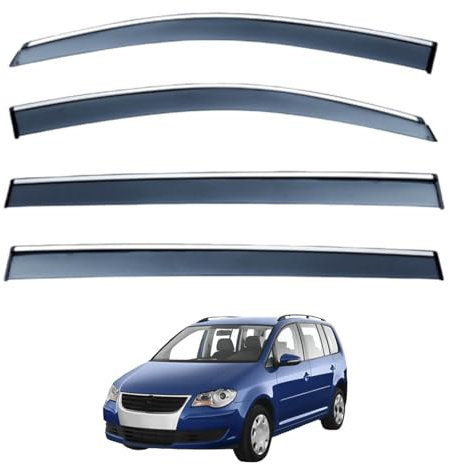 Windabweiser Seitenscheiben für VW Touran MK1-1T 2003-2015, Auto Seitenfenster Visiere Regenschutz Windabweiser Mit leuchtenden Streifen