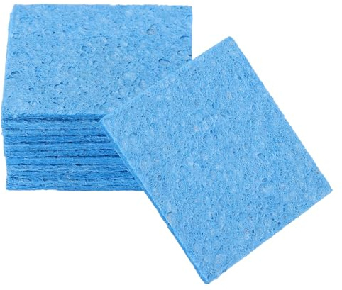 sourcing map 12PCS Soldering Sponge 60 x 60mm Square Blue Cleaning Pad Welding Tip Iron Replacement for Cleaning Soldering Iron 2.5mm Natural Thickness 10mm Water Absorption Thickness