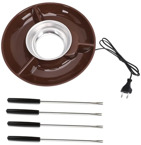 Hztyyier Olla Eléctrica para Fondue de Chocolate, Cuenco de Acero Inoxidable para Derretir Dulces de Queso, Potencia de 35 W con Componentes Extraíbles, para Suministros de Fiesta de (Enchufe