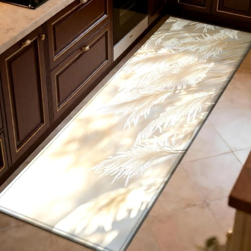 Beige chiaro Passatoia corridoio antiscivolo 50 x 180 cm Luce solare canna semplice Tappeto cucina pelo corto, tappetto salotto per soggiorno, camera, corridoio, ingresso e bagno