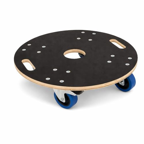 Möbelroller Rollbrett Rund Multiplex Holz 800 kg Tragkraft - Schwerlast Transportroller mit Feststellbremsen für Möbel Umzug Werkstatt (Ø 57 cm)