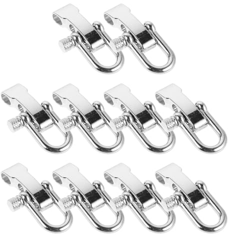 POPETPOP Boucles Manilles en Acier Inoxydable de U Réglables Lot de 10 pour Bracelets de Survie et Montres, Légères, pour Situation D’Urgence et Sorties Outdoor