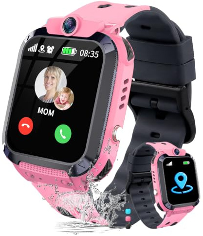 JUBUNRER Reloj Inteligente Niño Niña Reloj GPS Niños Localizador y Llamadas | Teléfono SOS Despertador Juego Modelo de Clase Resistente Al Agua Digital Regalo-