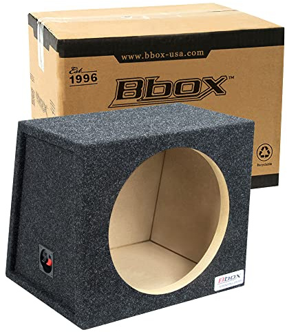 Bbox Single Sealed 12 Inch Subwoofer Enclosure - Car Subwoofer Boxes & Enclosures - Premium Subwoofer Box Improves Audio Quality, Sound & Bass - Red & Black Spring Terminals - Charcoal