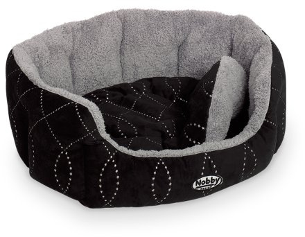 Nobby 71545 Komfortbett Oval Ceno für Hunde oder Katzen, L x B x H: 45 x 40 x 19 cm, schwarz/grau