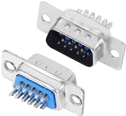 sourcing map 2 Stücke Löten DB15 db-15 steckiger VGA D-Sub Steckverbinder Stecker Netzteil