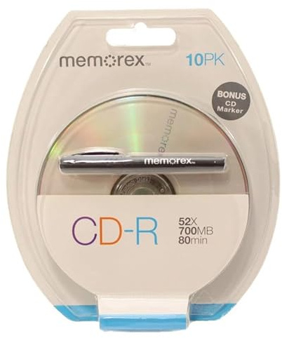10 Memorex 52X CD-R 80min 700MB Logo on Top